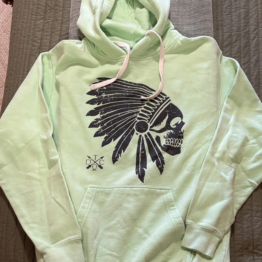 Men's Mint Green Hoodie with Skull Design